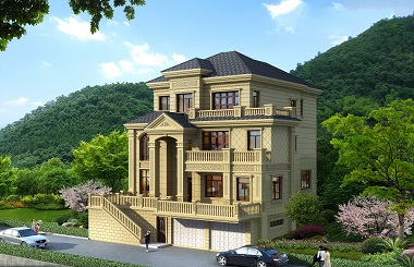 高端歐式三層自建別墅施工圖，帶有地下室及地下車庫(kù)