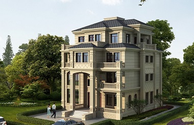 歐式高端自建復式別墅施工圖，四層古典建筑設計