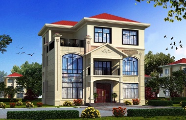 精品歐式三層自建別墅設(shè)計圖，含多個角度效果圖