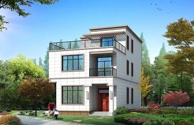 新農(nóng)村三層平頂自建別墅設(shè)計圖，造價30萬左右，經(jīng)濟實用