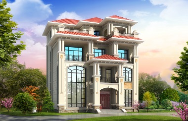 歐式四層復(fù)式別墅設(shè)計(jì)圖，農(nóng)村三層半自建房屋施工圖紙