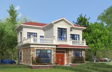 小戶型田園二層自建別墅設(shè)計圖，農(nóng)村自建別墅