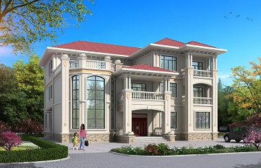 大氣歐式三層復(fù)式別墅設(shè)計(jì)圖，弧形樓梯，超大面積適合大家族居住