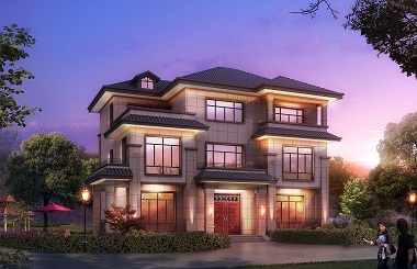 中式三層自建小別墅設(shè)計圖，經(jīng)典新中式自建房屋設(shè)計