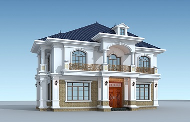 高端二層自建復式別墅設計圖，帶有庭院規(guī)劃，經(jīng)典歐式自建別墅