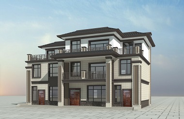 新中式兩梯兩戶三層自建別墅設(shè)計(jì)圖，美觀實(shí)用