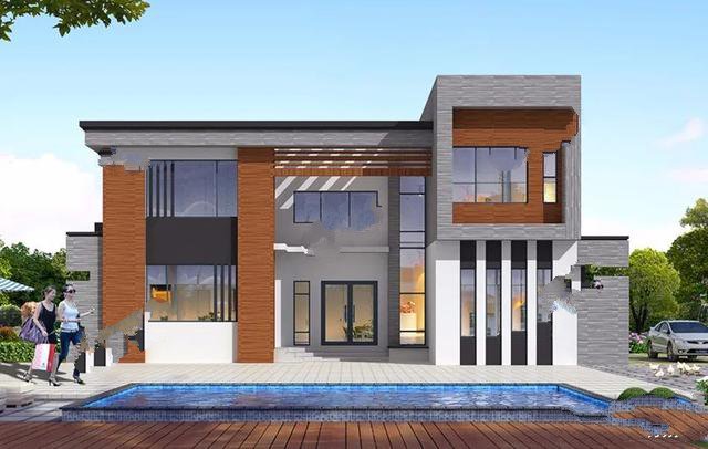 兩棟非常時(shí)尚洋氣的現(xiàn)代風(fēng)格別墅，專門為有該種需求的人群設(shè)計(jì)，不如中式和歐式別墅那般大眾化，但懂得欣賞的人自然知道它們的美