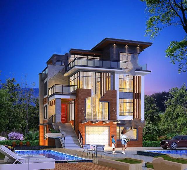 兩棟非常時(shí)尚洋氣的現(xiàn)代風(fēng)格別墅，專門為有該種需求的人群設(shè)計(jì)，不如中式和歐式別墅那般大眾化，但懂得欣賞的人自然知道它們的美