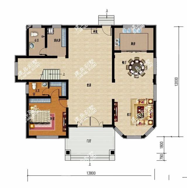 兩棟別墅都帶多邊形窗，然后在三層露臺(tái)處都做一個(gè)涼亭，這樣的設(shè)計(jì)我非常喜歡。