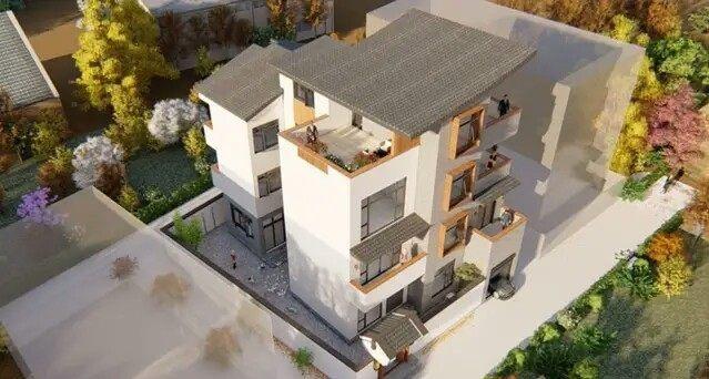 四層建筑，一種新的中式風(fēng)格，已經(jīng)成為村莊最明亮的角落！