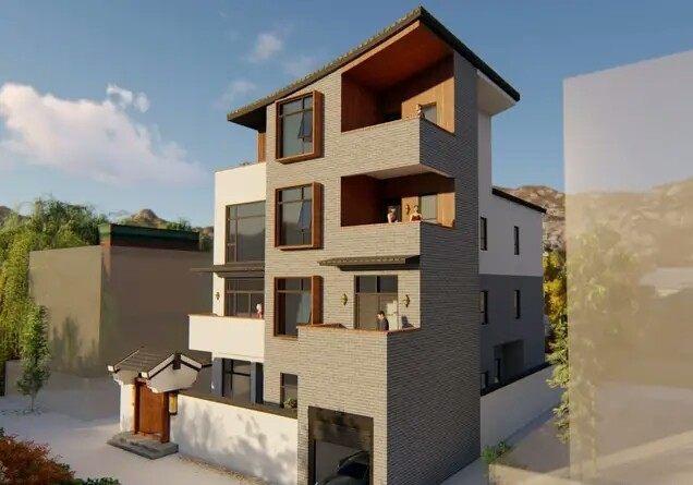 四層建筑，一種新的中式風(fēng)格，已經(jīng)成為村莊最明亮的角落！