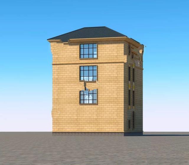 　客廳有一個(gè)空的設(shè)計(jì)和一個(gè)帶陽(yáng)臺(tái)和露臺(tái)的四層別墅。這座房子很宏偉。