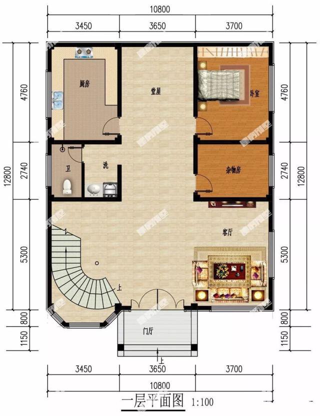 　客廳有一個(gè)空的設(shè)計(jì)和一個(gè)帶陽(yáng)臺(tái)和露臺(tái)的四層別墅。這座房子很宏偉。