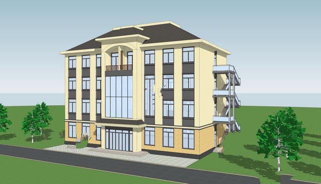 　　四層辦公樓設(shè)計(jì)時(shí)尚大氣，功能布局實(shí)用合理,值得您的收藏！