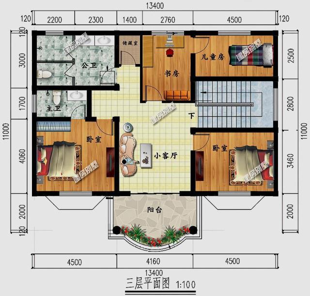 農(nóng)村建房都喜歡頂層帶個(gè)露臺(tái)，這樣看起來整體缺一個(gè)口子，大部分人都會(huì)選擇這樣的戶型!