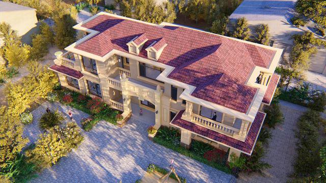 建筑屬于歐式風(fēng)格別墅，一共有三層，第一層做了一個地下室的設(shè)計，建筑整體看起來比較時尚大氣，讓人一看就感覺很豪華。