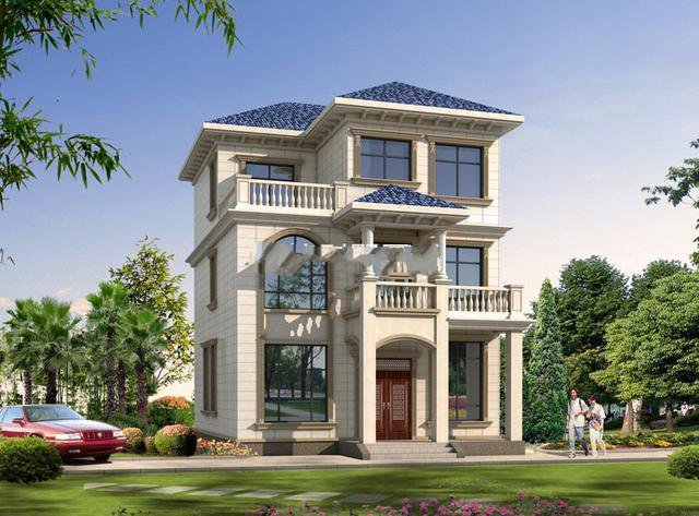 墅正面有一扇大的落地窗，用拱形的窗頭裝飾，帶有一股典雅和浪漫的氣息，這樣的別墅你喜歡嗎？