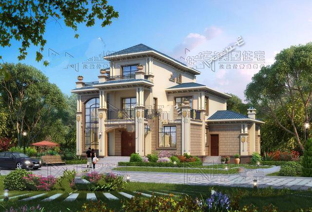 這款別墅造型沒有多余裝飾，整體非常簡練清爽，別墅看起來更加的精致！