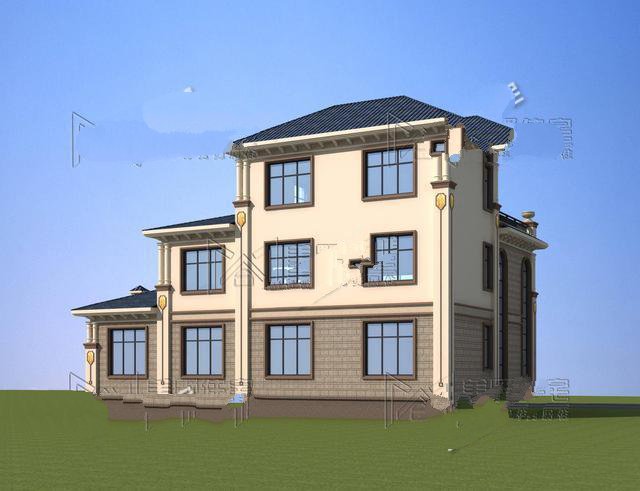 這款別墅造型沒有多余裝飾，整體非常簡練清爽，別墅看起來更加的精致！