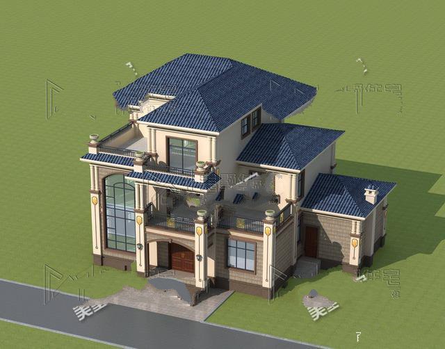 這款別墅造型沒有多余裝飾，整體非常簡練清爽，別墅看起來更加的精致！