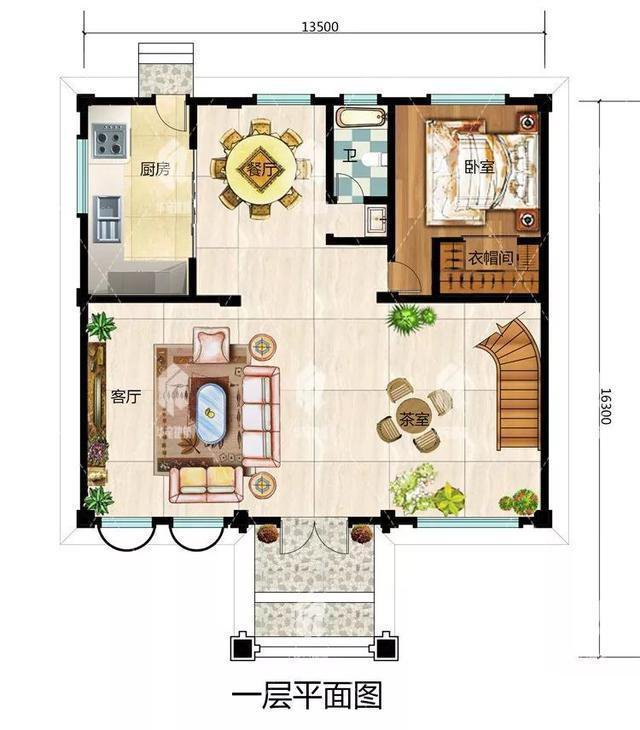 本戶型占地170平方米，外觀造型精美大氣，戶型合理，功能齊全！