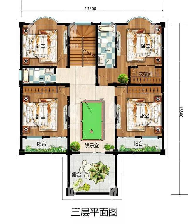 本戶型占地170平方米，外觀造型精美大氣，戶型合理，功能齊全！
