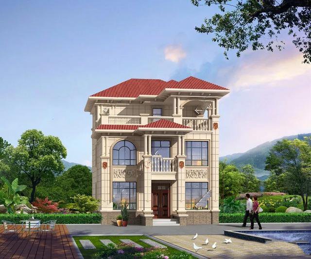 兩棟別墅面寬尺寸都不大，造價不高，但外形都很好，有時候宅基地小也并不是一個劣勢