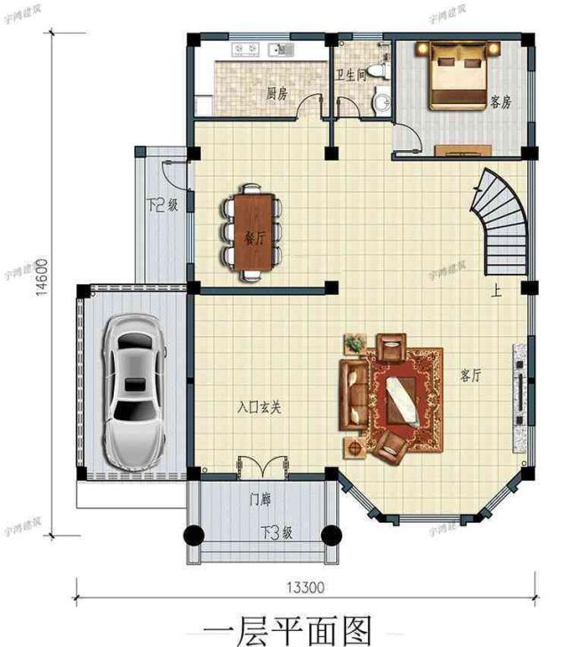 一樓、二樓和三樓都有漂亮的鄉(xiāng)村別墅。你更喜歡哪個(gè)？