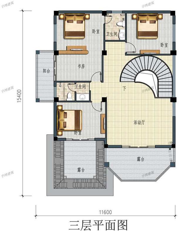 一樓、二樓和三樓都有漂亮的鄉(xiāng)村別墅。你更喜歡哪個(gè)？
