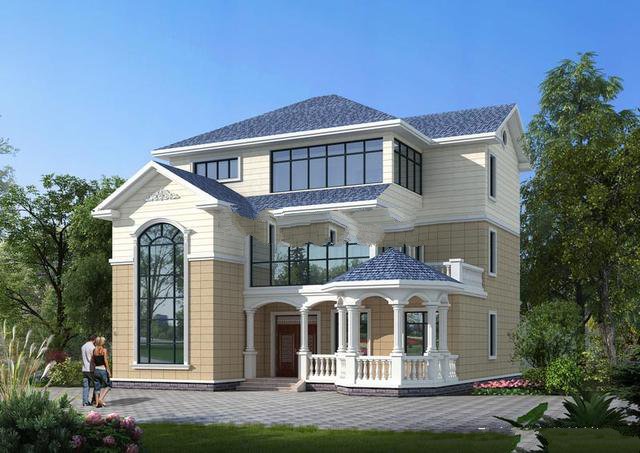 今天這位在老家農(nóng)村建了一棟三層別墅，二樓陽光房，三層大露臺，超豪華