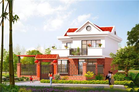 這是一套現(xiàn)代風格的三層帶露臺別墅，房子面積雖不大，但五臟俱全，且布局合理，設計得很好。