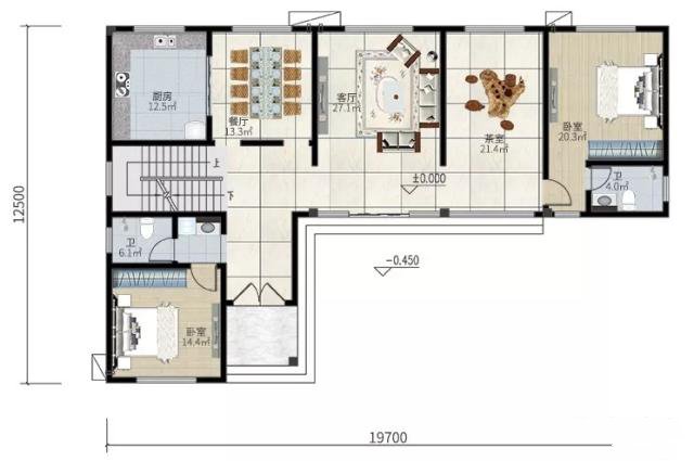今天給大家?guī)硪惶字惺斤L(fēng)格別墅，外觀簡潔，經(jīng)濟(jì)實惠，經(jīng)久耐看!