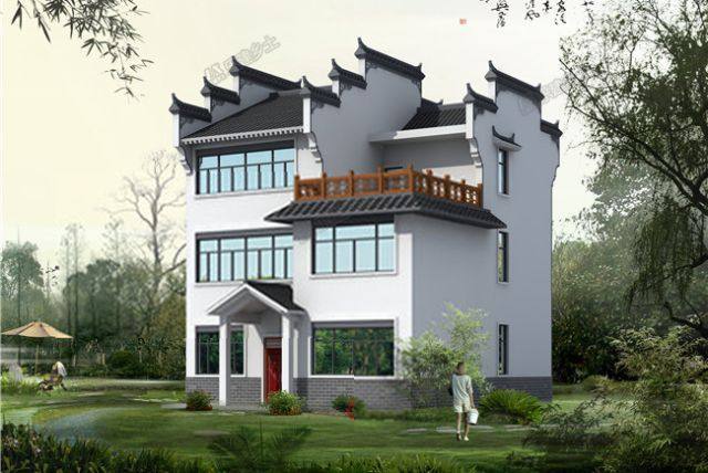 這棟中式徽派風格的三層別墅，不僅外觀精致大方，連細節(jié)處都透露著經(jīng)典。白墻青瓦，明朗而素雅!