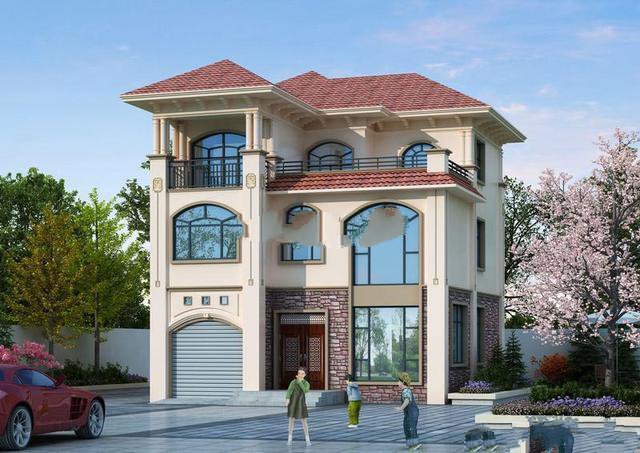 別墅采用的是磚混的結(jié)構(gòu)形式，是一款10米*11.6米的三層小別墅,寬大的落地窗設(shè)計(jì)，加上窗面的弧形設(shè)計(jì)，絕對(duì)可以吸引眾多眼球!