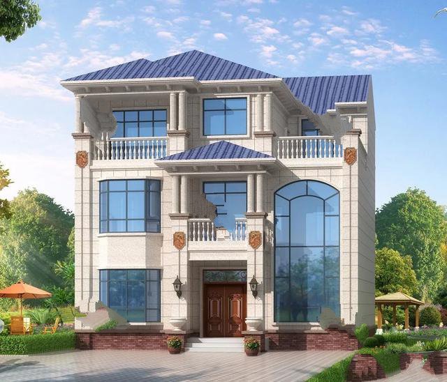 一棟簡歐外觀+客廳挑空設(shè)計的農(nóng)村別墅，內(nèi)帶堂屋，你們村的下一個話題人物會花落你家嗎？