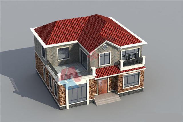 本款別墅帶露臺，地中海風(fēng)格，獨具特色的造型讓房子在農(nóng)村成為一道特色的風(fēng)景,亮麗顯眼！