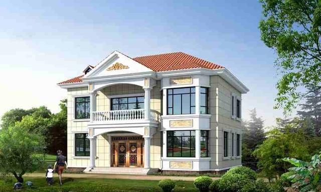 今天的別墅安裝圖也給我們帶來了一個在農(nóng)村自建的兩層半的別墅。這座別墅外觀明亮，經(jīng)典耐用。