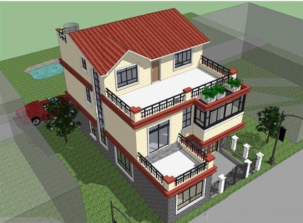 本期，我們推薦一款二層半結(jié)構(gòu)的農(nóng)村小別墅設(shè)計方案，預(yù)留農(nóng)家小院非常大方!