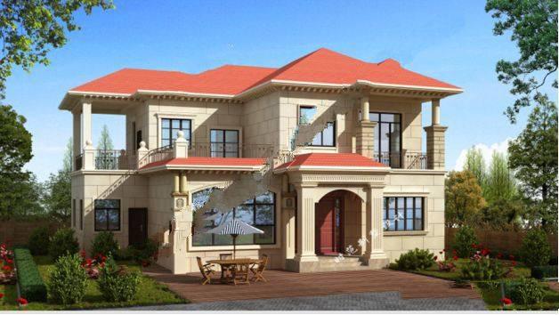 　多陽(yáng)臺(tái)露臺(tái)，兩層歐洲鄉(xiāng)村別墅，6房3廳，非常實(shí)用！完整的施工圖！