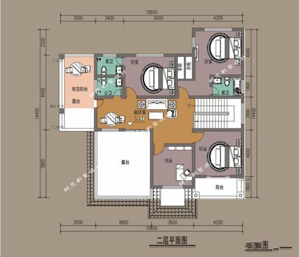 　多陽(yáng)臺(tái)露臺(tái)，兩層歐洲鄉(xiāng)村別墅，6房3廳，非常實(shí)用！完整的施工圖！