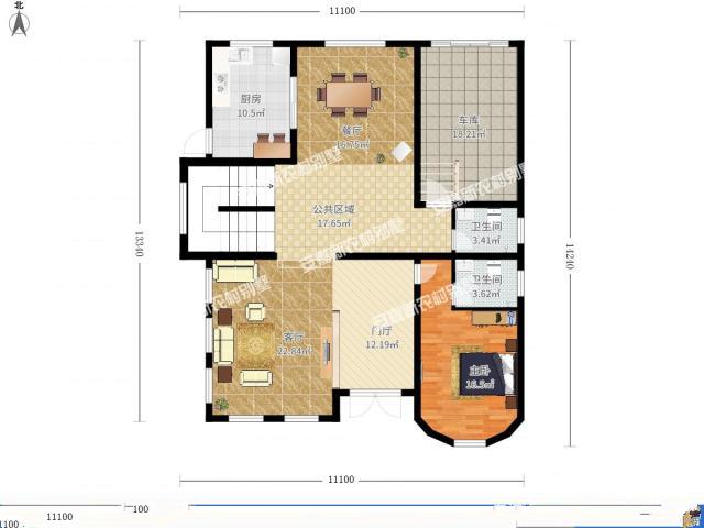 從外觀造型來看這款別墅設(shè)計(jì)得十分精致，有種富麗堂皇的豪華感帶豪華氛圍、車庫和露臺