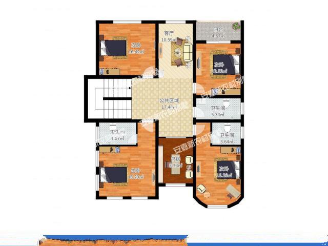 從外觀造型來看這款別墅設(shè)計(jì)得十分精致，有種富麗堂皇的豪華感帶豪華氛圍、車庫和露臺