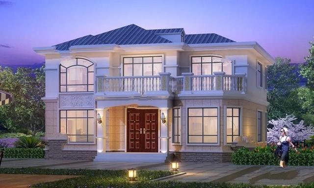 下面兩棟面寬尺寸均為12.8米的二層別墅，第一棟別墅廚房單獨(dú)建，外觀都非常驚艷，第二棟別墅外墻面貼滿(mǎn)了文化石。