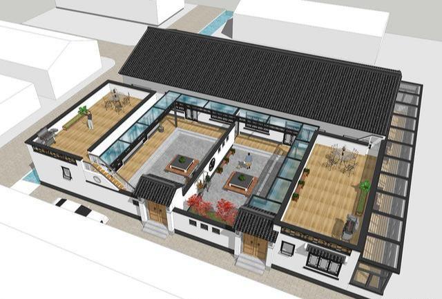　一個(gè)新的兩層兩棟不同設(shè)計(jì)的中式建筑也能滿足人們對(duì)住宅的需求。
