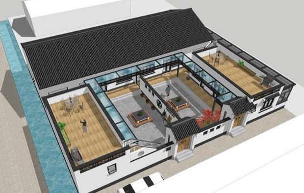 　一個(gè)新的兩層兩棟不同設(shè)計(jì)的中式建筑也能滿足人們對(duì)住宅的需求。