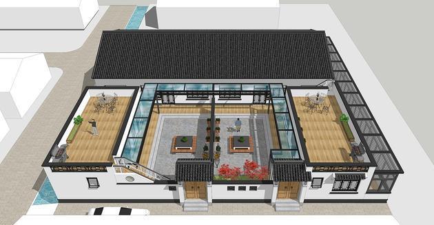 　一個(gè)新的兩層兩棟不同設(shè)計(jì)的中式建筑也能滿足人們對(duì)住宅的需求。