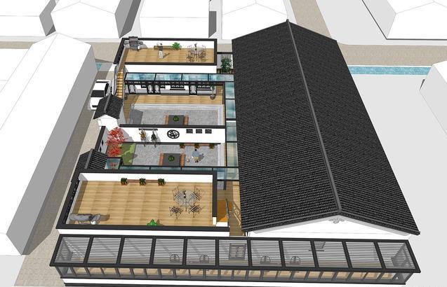 　一個(gè)新的兩層兩棟不同設(shè)計(jì)的中式建筑也能滿足人們對(duì)住宅的需求。