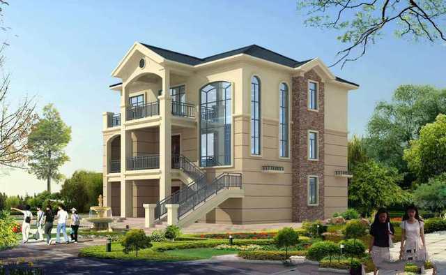 　下面的公寓是一棟兩層的別墅，設(shè)計(jì)有車(chē)庫(kù)、陽(yáng)臺(tái)和露臺(tái)。它相對(duì)緊湊，成本不高,適合大多數(shù)人建！