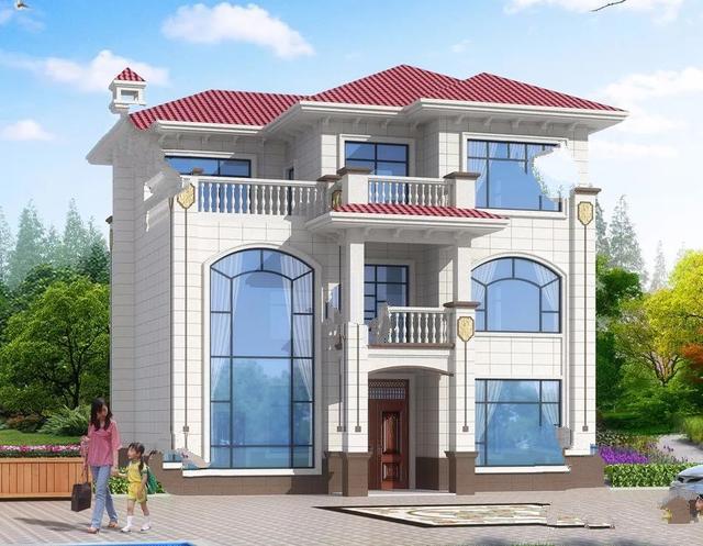 兩棟建筑尺寸相同的別墅，1111米，從各個角度看都是簡歐洲風格。有時候宅基地很大，但我不想建太大的別墅。主要原因是房子越大，成本越高!