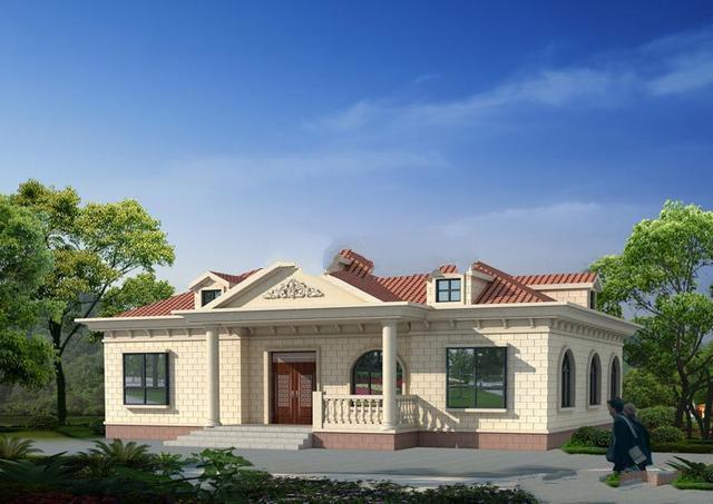 農(nóng)村一樓洋房的設(shè)計圖外觀時尚，布局巧妙，村民們都同意,老年人生活舒適，避免了爬樓梯的危險，也便于外出!